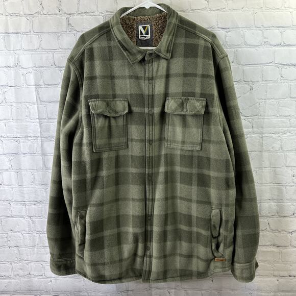 Voyager Men's Polar Fleece Soft Bonded Shirt Jacket Olive Green Size XXL - Picture 2 of 10